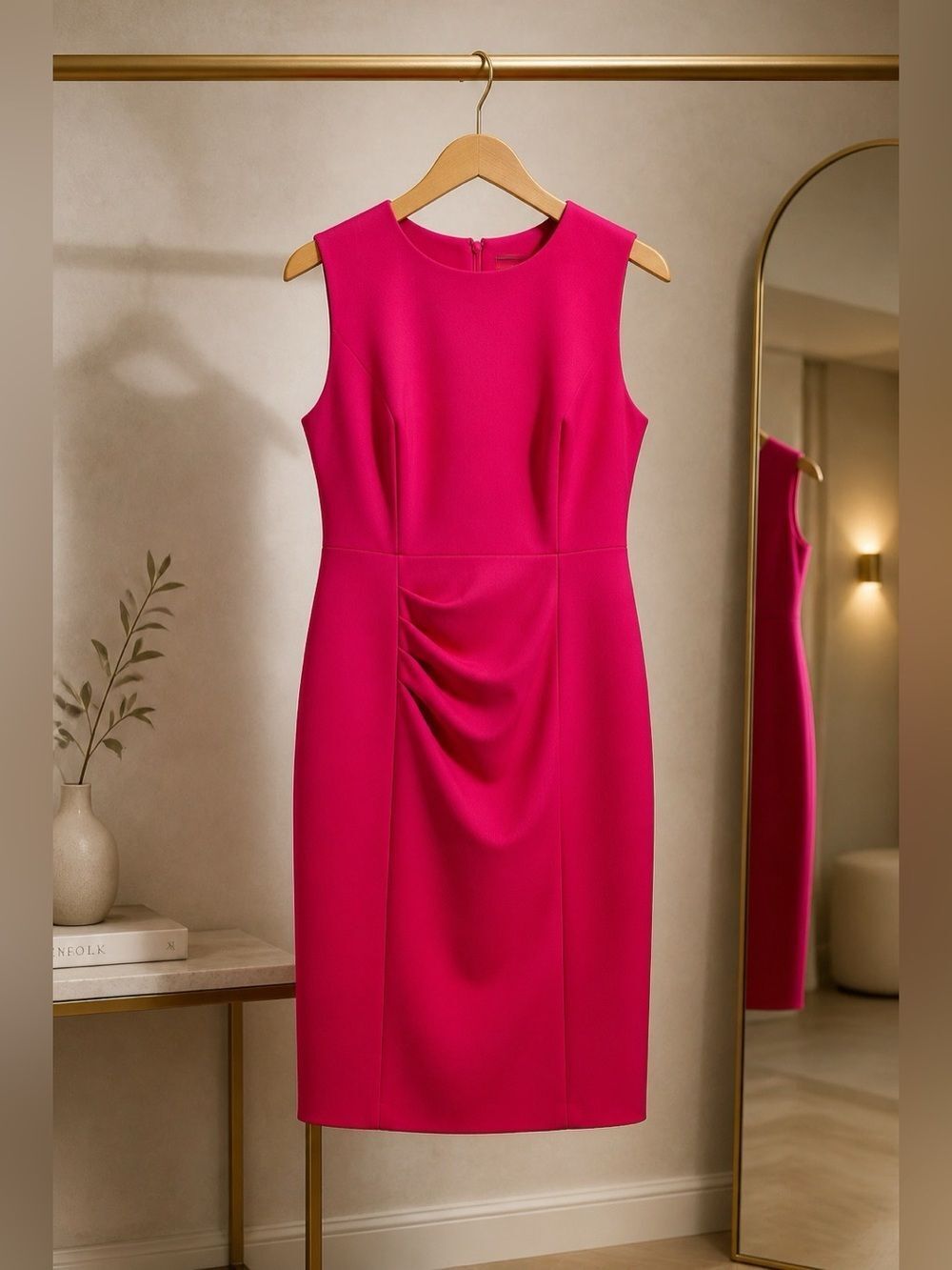 F&F Vibrant Pink Sleeveless Midi Dress Size 18